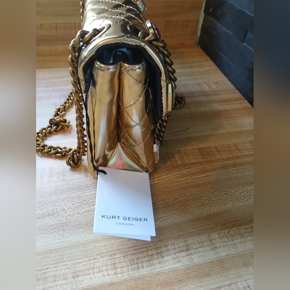 Kurt Geiger Gold Crossbody Bag with Jewel Accents - Picture 8 of 12